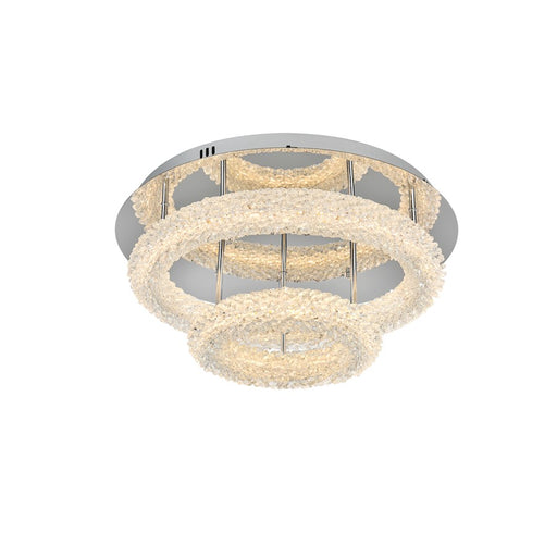 Elegant Lighting Bowen 2 Light 22"L Flush Mount, Chrome/Clear - 3800F22L2C