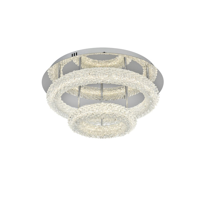 Elegant Lighting Bowen 2 Light 22"L Flush Mount, Chrome/Clear