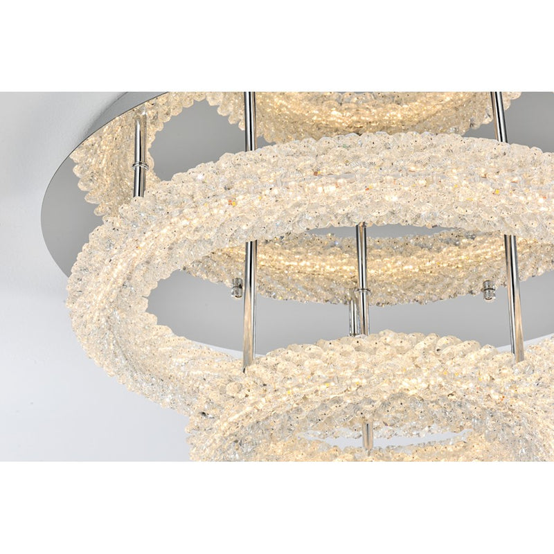 Elegant Lighting Bowen 2 Light 22"L Flush Mount, Chrome/Clear