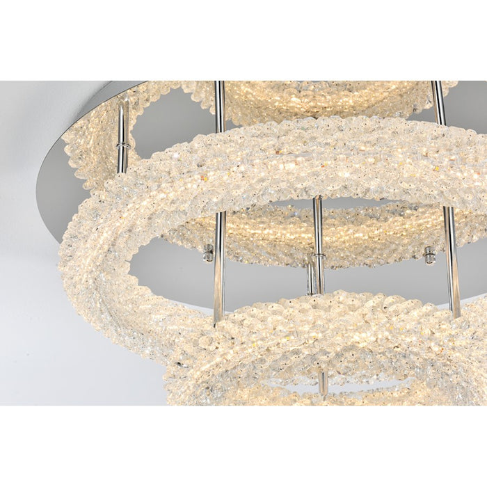 Elegant Lighting Bowen 2 Light 22"L Flush Mount, Chrome/Clear