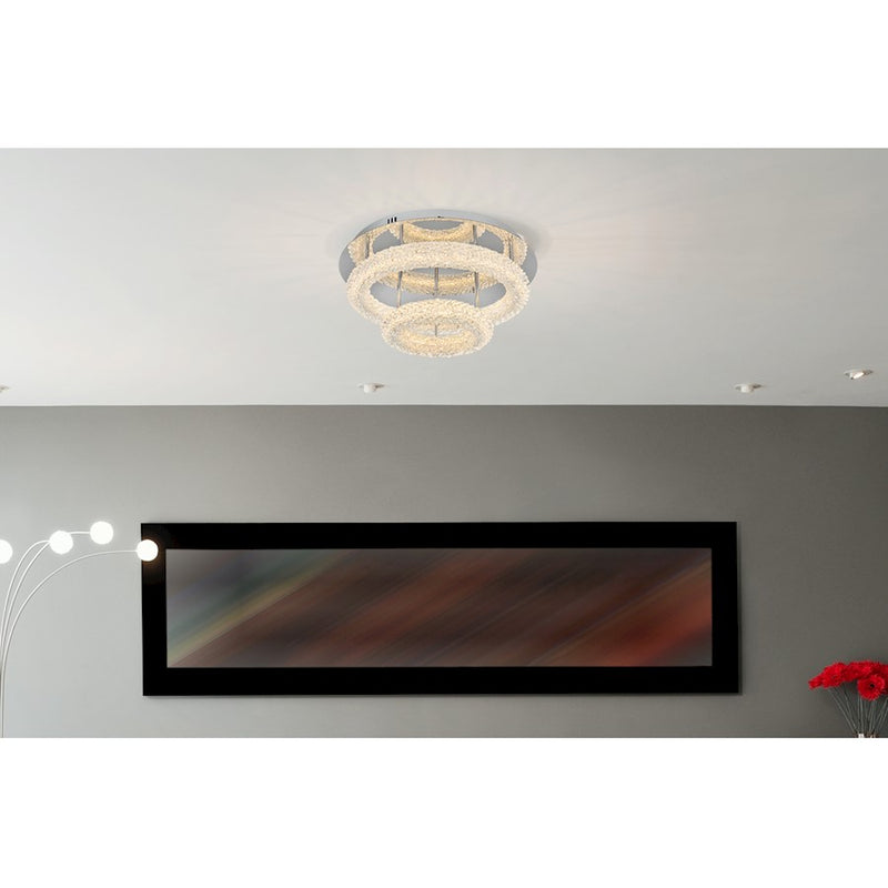 Elegant Lighting Bowen 2 Light 22"L Flush Mount, Chrome/Clear