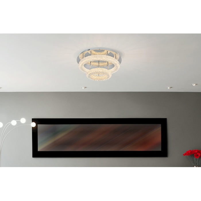 Elegant Lighting Bowen 2 Light 22"L Flush Mount, Chrome/Clear