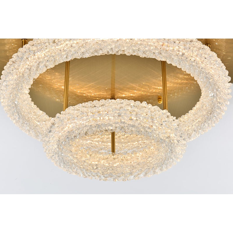 Elegant Lighting Bowen 2 Light 22"L Flush Mount, Satin Gold/Clear