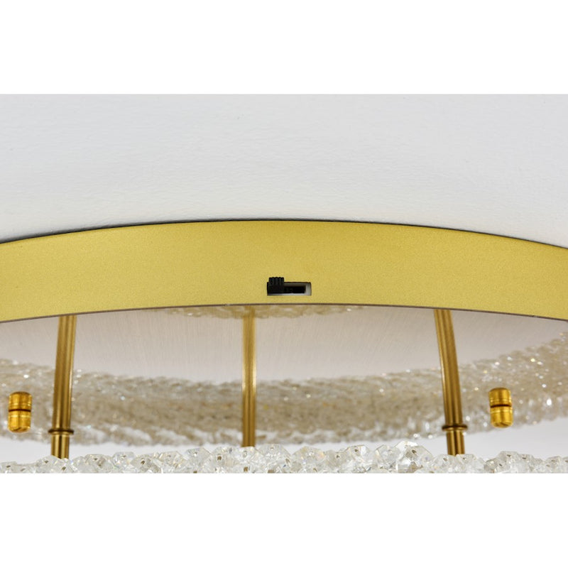 Elegant Lighting Bowen 2 Light 22"L Flush Mount, Satin Gold/Clear