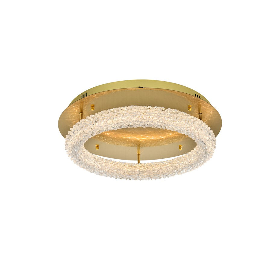 Elegant Lighting Bowen 1 Light 22"L Flush Mount, Satin Gold/Clear