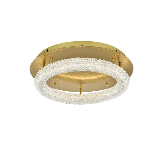 Elegant Lighting Bowen 1 Light 22"L Flush Mount, Satin Gold/Clear