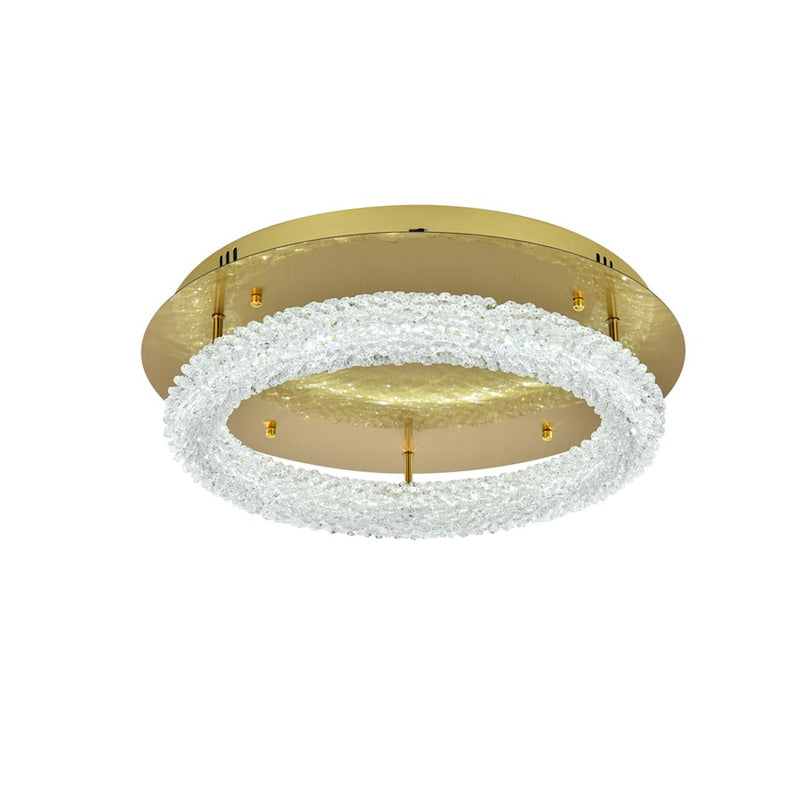 Elegant Lighting Bowen 1 Light 22"L Flush Mount, Satin Gold/Clear