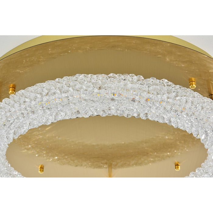 Elegant Lighting Bowen 1 Light 22"L Flush Mount, Satin Gold/Clear