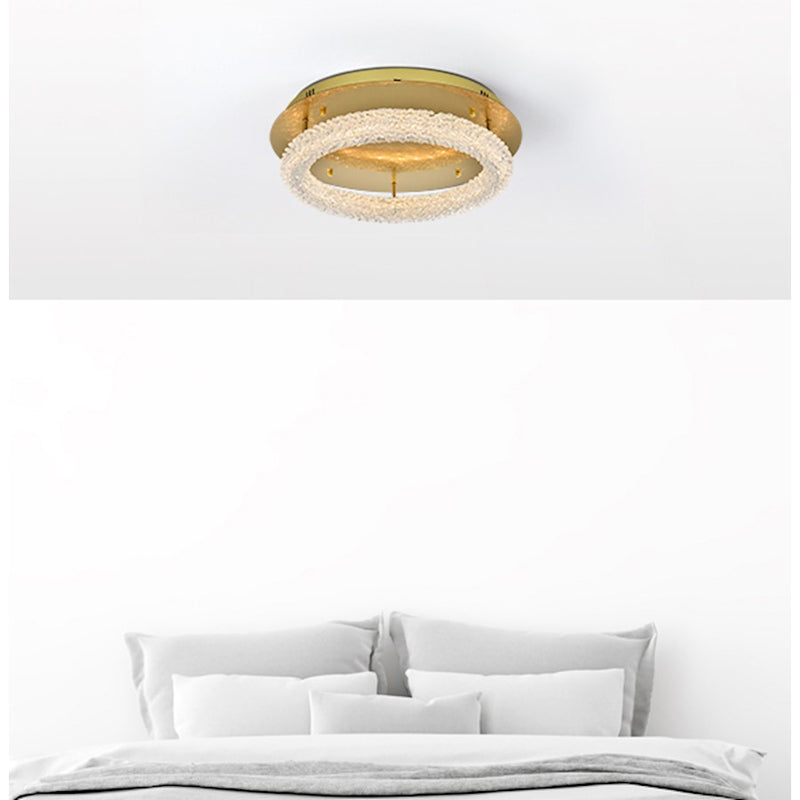 Elegant Lighting Bowen 1 Light 22"L Flush Mount, Satin Gold/Clear