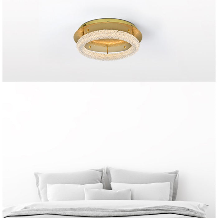 Elegant Lighting Bowen 1 Light 22"L Flush Mount, Satin Gold/Clear
