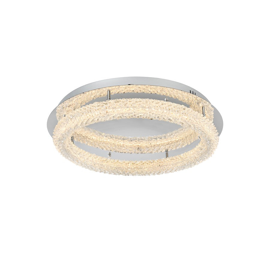 Elegant Lighting Bowen 1 Light 26"L Flush Mount, Chrome/Clear