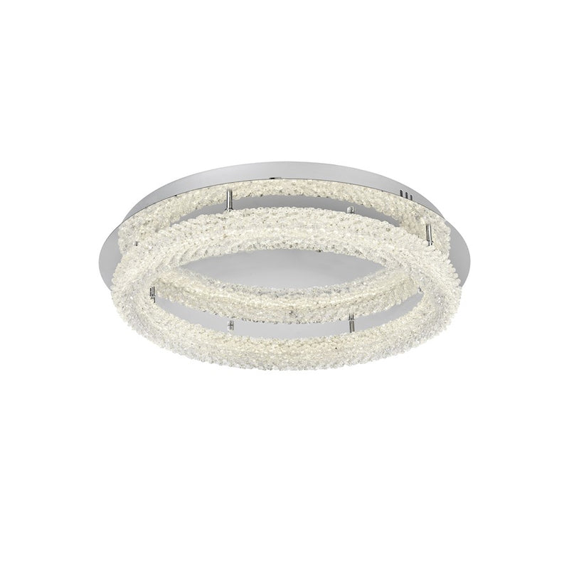 Elegant Lighting Bowen 1 Light 26"L Flush Mount, Chrome/Clear