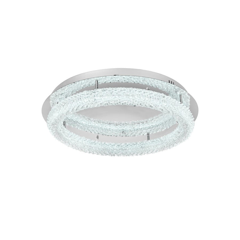 Elegant Lighting Bowen 1 Light 26"L Flush Mount, Chrome/Clear