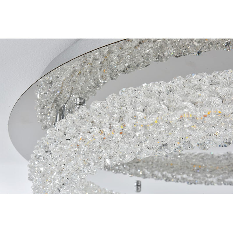Elegant Lighting Bowen 1 Light 26"L Flush Mount, Chrome/Clear