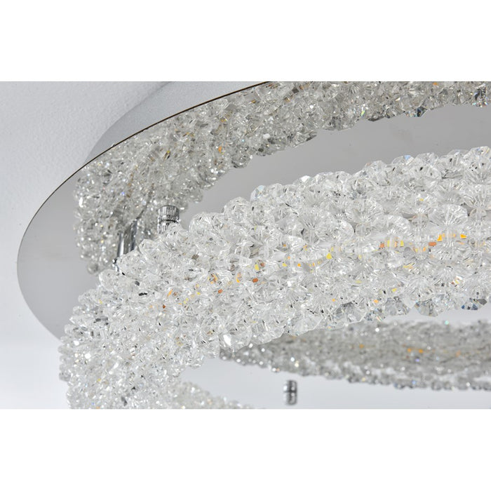 Elegant Lighting Bowen 1 Light 26"L Flush Mount, Chrome/Clear