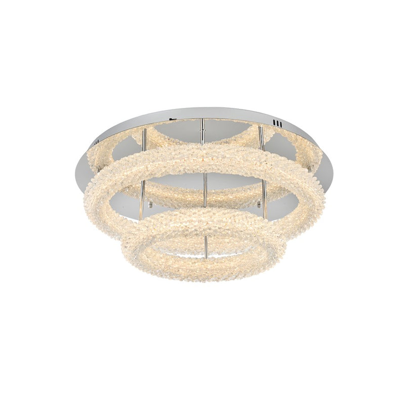 Elegant Lighting Bowen 2 Light 26"L Flush Mount, Chrome/Clear