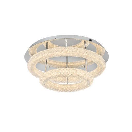 Elegant Lighting Bowen 2 Light 26"L Flush Mount, Chrome/Clear - 3800F26L2C
