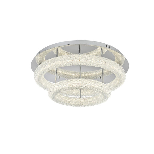 Elegant Lighting Bowen 2 Light 26"L Flush Mount, Chrome/Clear