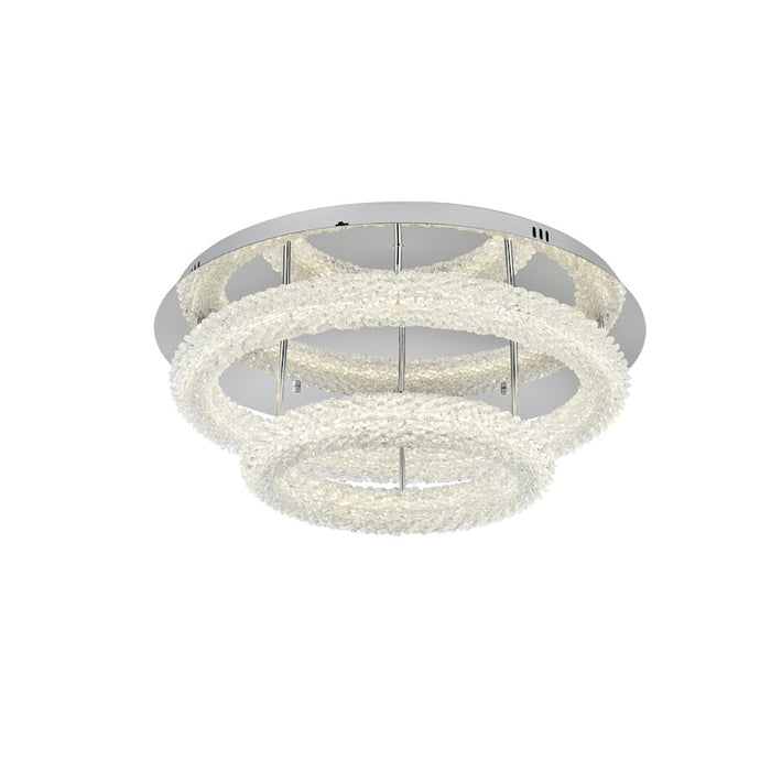 Elegant Lighting Bowen 2 Light 26"L Flush Mount, Chrome/Clear