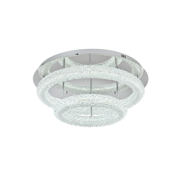 Elegant Lighting Bowen 2 Light 26"L Flush Mount, Chrome/Clear