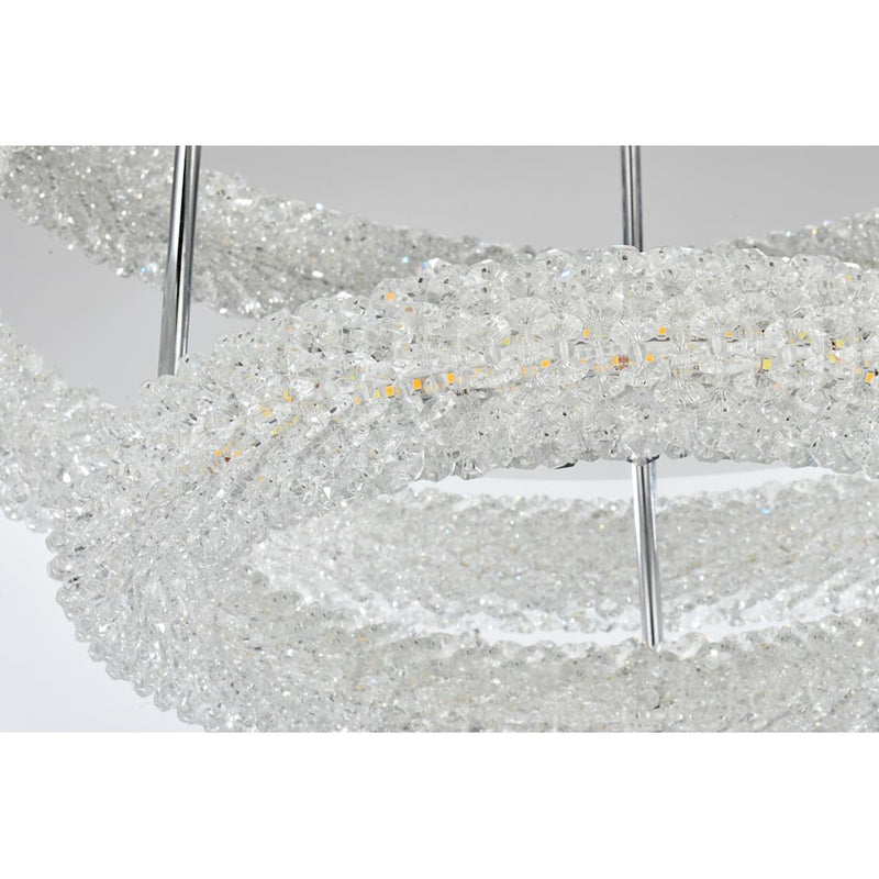 Elegant Lighting Bowen 2 Light 26"L Flush Mount, Chrome/Clear