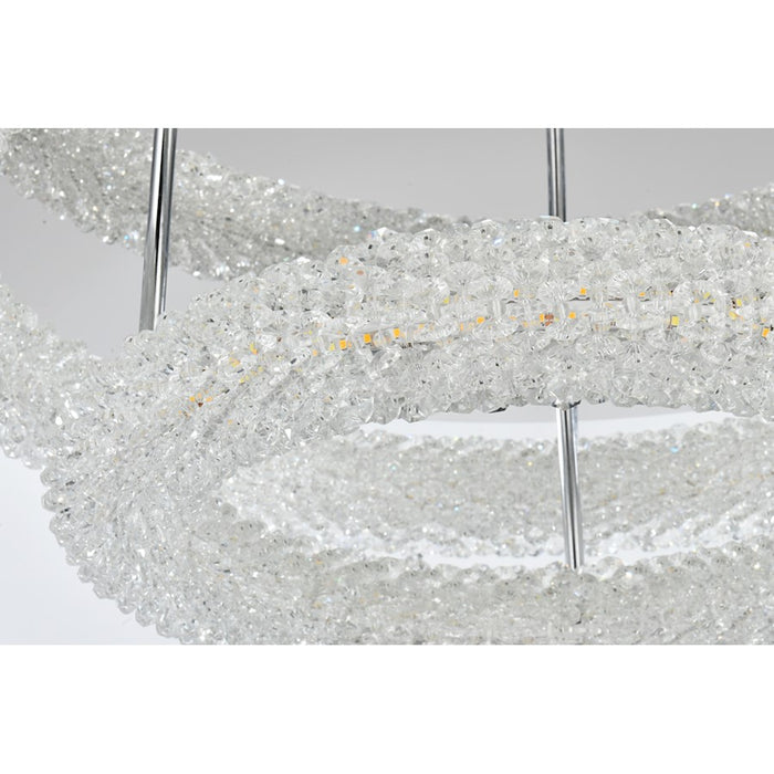 Elegant Lighting Bowen 2 Light 26"L Flush Mount, Chrome/Clear