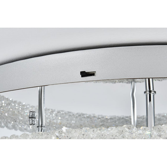 Elegant Lighting Bowen 2 Light 26"L Flush Mount, Chrome/Clear