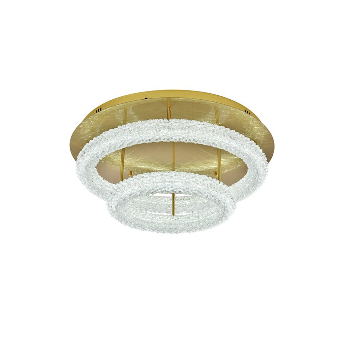 Elegant Lighting Bowen 2 Light 26"L Flush Mount, Satin Gold/Clear