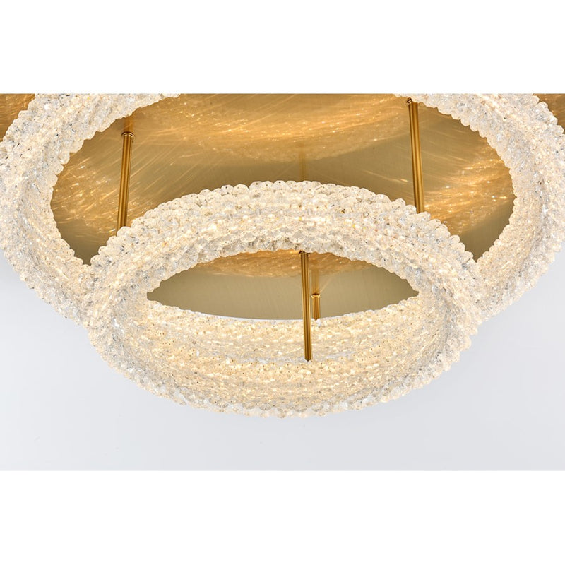 Elegant Lighting Bowen 2 Light 26"L Flush Mount, Satin Gold/Clear