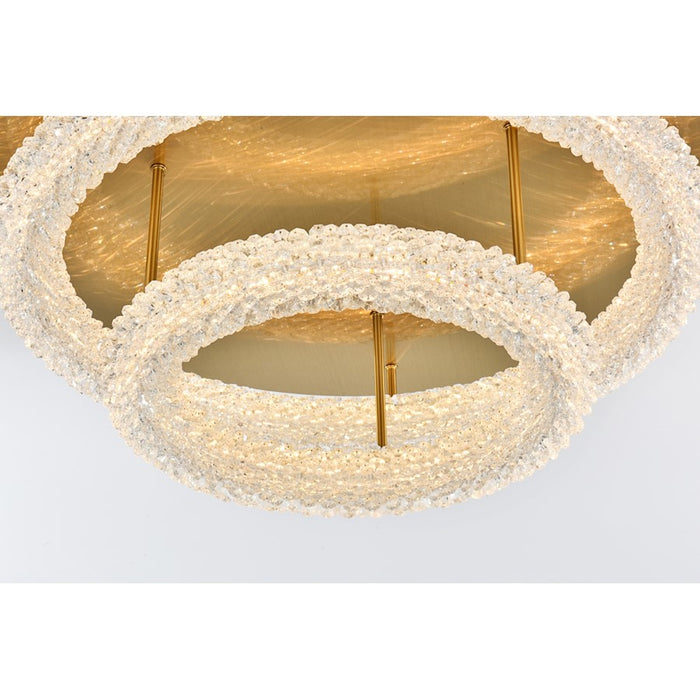 Elegant Lighting Bowen 2 Light 26"L Flush Mount, Satin Gold/Clear