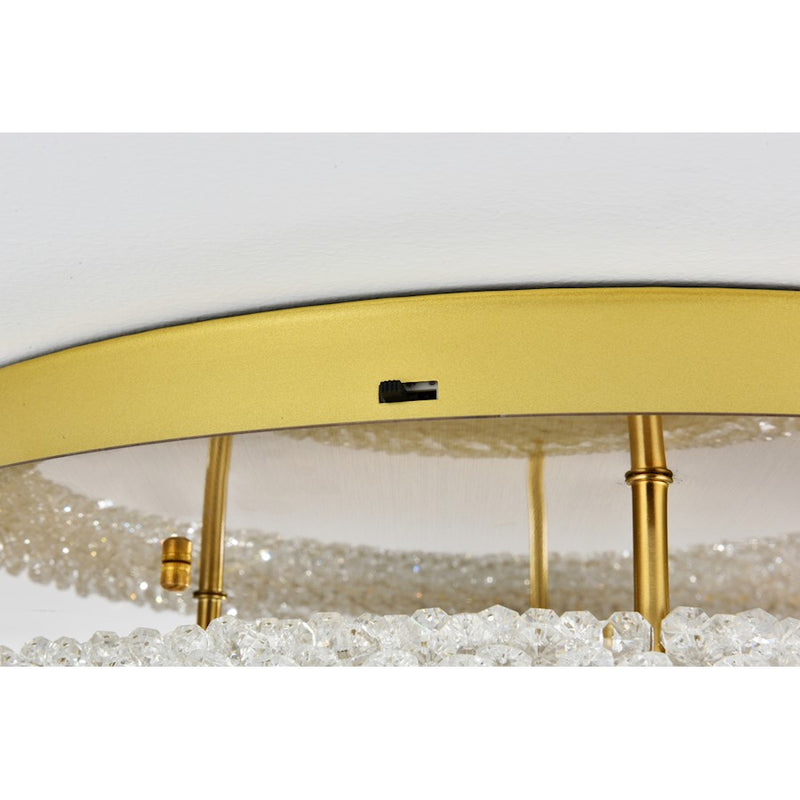 Elegant Lighting Bowen 2 Light 26"L Flush Mount, Satin Gold/Clear
