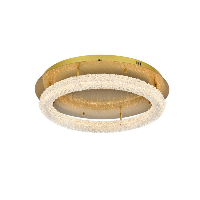 Elegant Lighting Bowen 1 Light 26"L Flush Mount, Satin Gold/Clear
