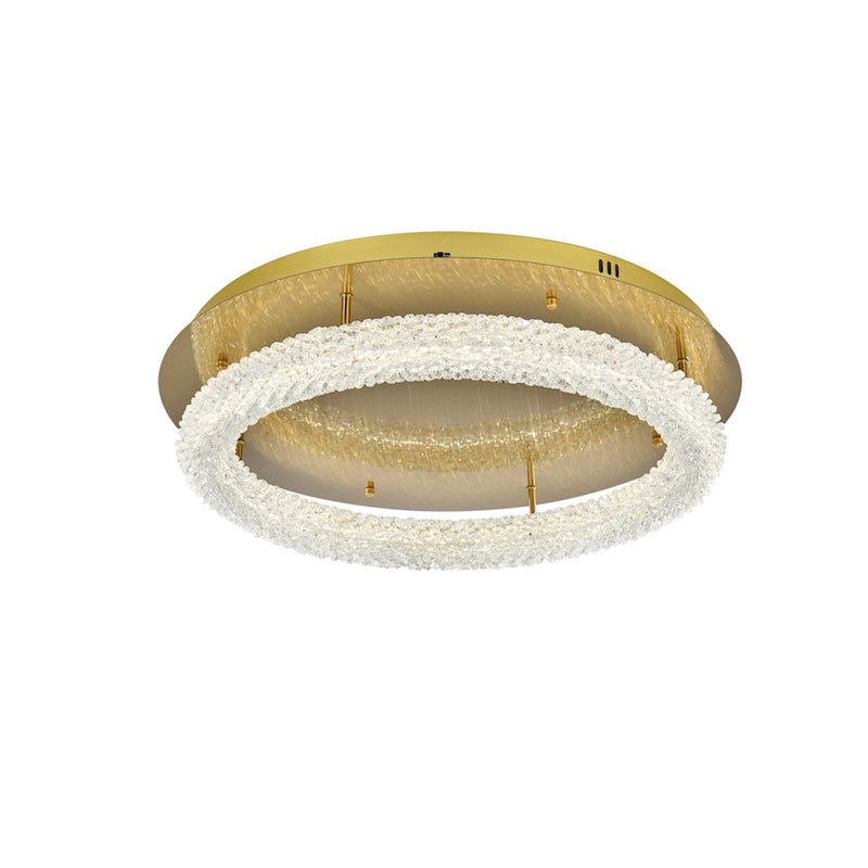 Elegant Lighting Bowen 1 Light 26"L Flush Mount, Satin Gold/Clear