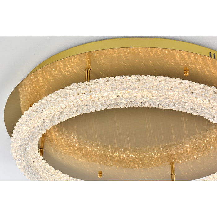 Elegant Lighting Bowen 1 Light 26"L Flush Mount, Satin Gold/Clear