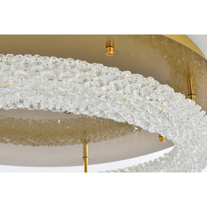 Elegant Lighting Bowen 1 Light 26"L Flush Mount, Satin Gold/Clear