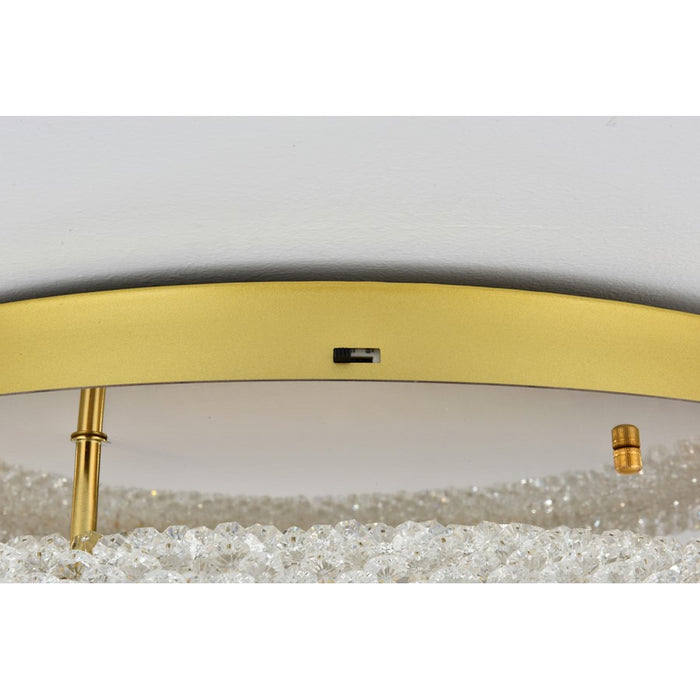Elegant Lighting Bowen 1 Light 26"L Flush Mount, Satin Gold/Clear