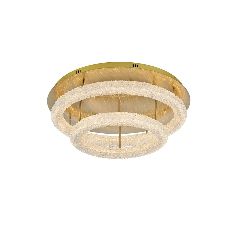 Elegant Lighting Bowen 2 Light 29.5" LED Flush Mount, Satin Gold