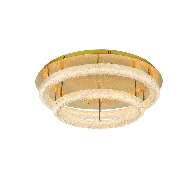 Elegant Lighting Bowen 2 Light 33.5" LED Flush Mount, Satin Gold
