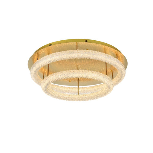 Elegant Lighting Bowen 2 Light 33.5" LED Flush Mount, Satin Gold - 3800F33L2SG