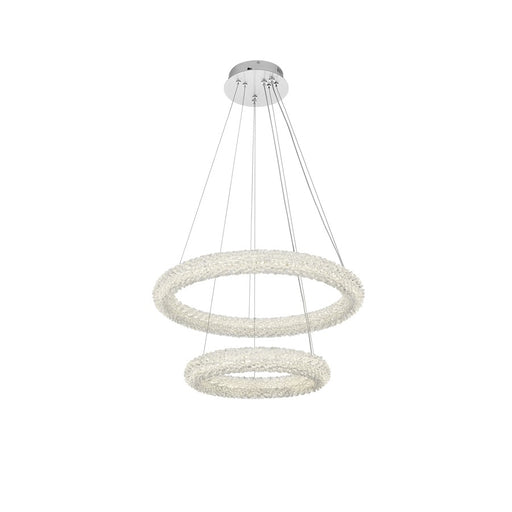 Elegant Lighting Bowen 2 Light 24"L Chandelier, Chrome/Clear