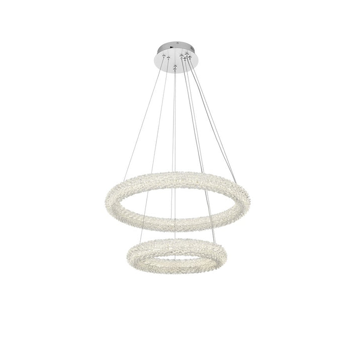 Elegant Lighting Bowen 2 Light 24"L Chandelier, Chrome/Clear