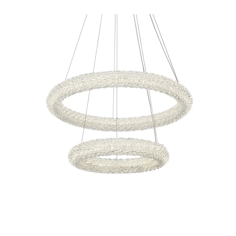 Elegant Lighting Bowen 2 Light 24"L Chandelier, Chrome/Clear