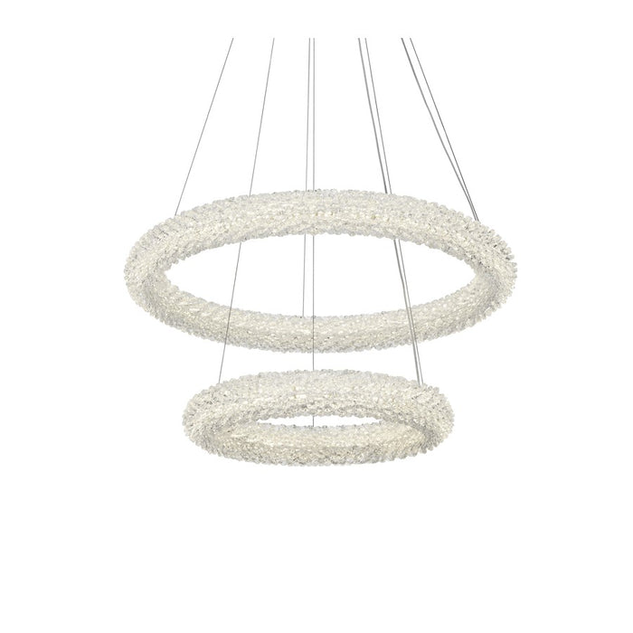 Elegant Lighting Bowen 2 Light 24"L Chandelier, Chrome/Clear