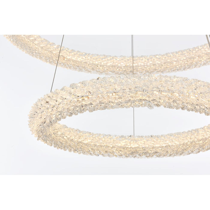 Elegant Lighting Bowen 2 Light 24"L Chandelier, Chrome/Clear