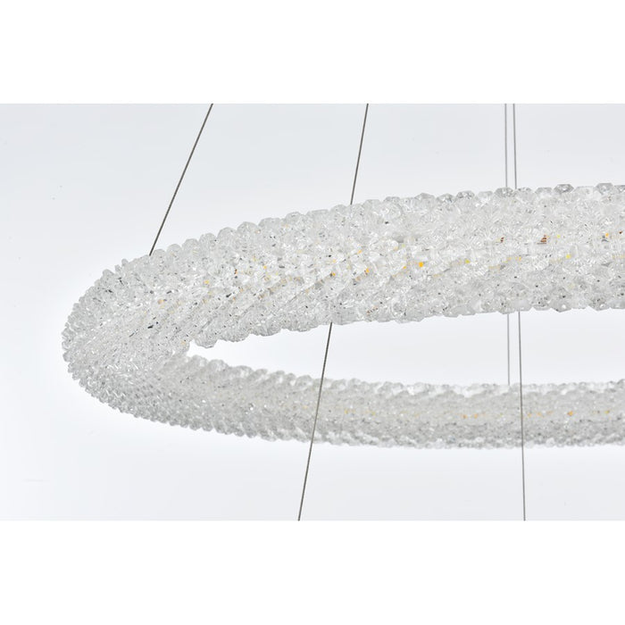 Elegant Lighting Bowen 2 Light 24"L Chandelier, Chrome/Clear