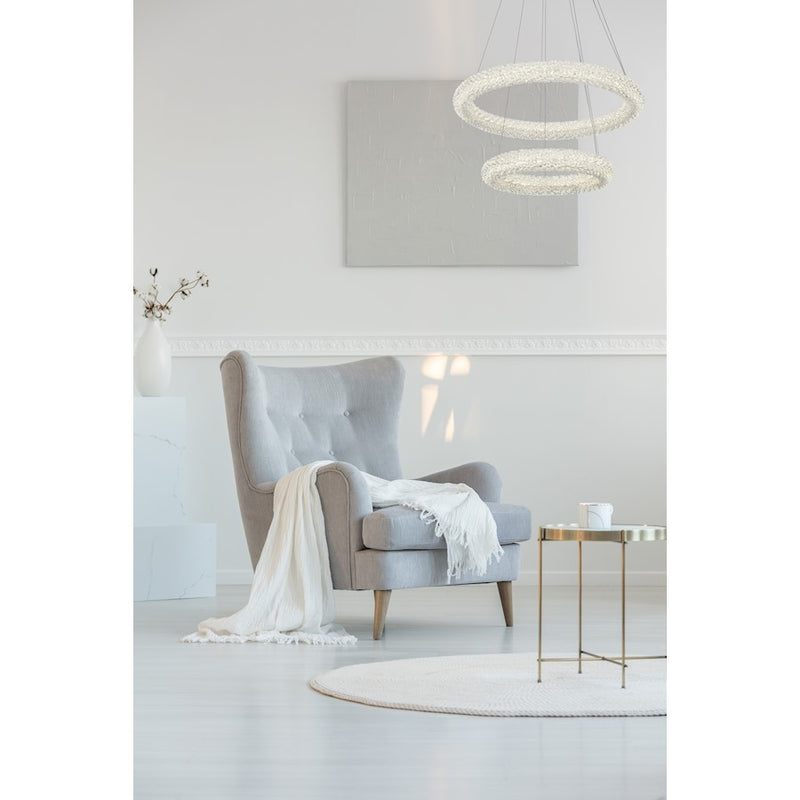 Elegant Lighting Bowen 2 Light 24"L Chandelier, Chrome/Clear