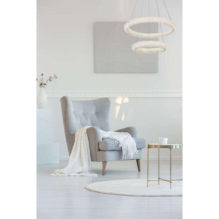 Elegant Lighting Bowen 2 Light 24"L Chandelier, Chrome/Clear
