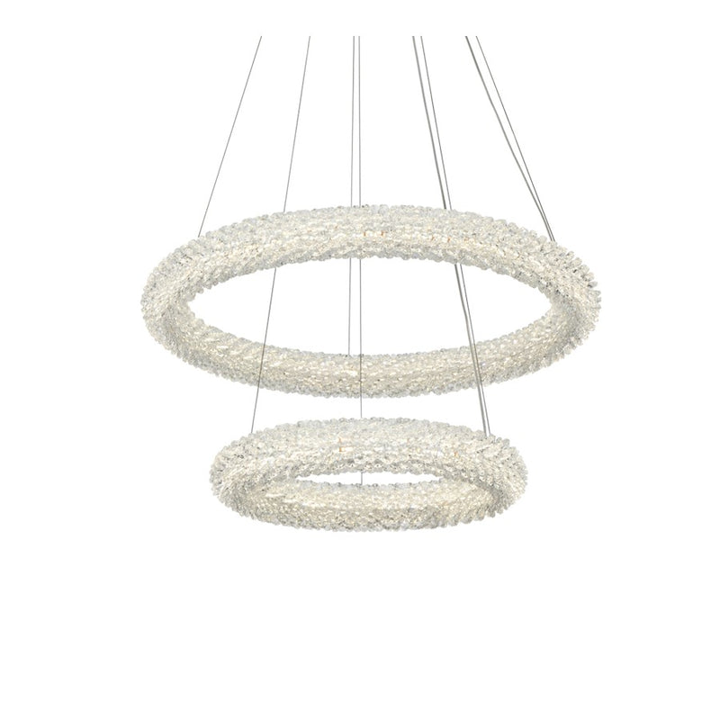 Elegant Lighting Bowen 2 Light 24"L Chandelier, Satin Gold/Clear