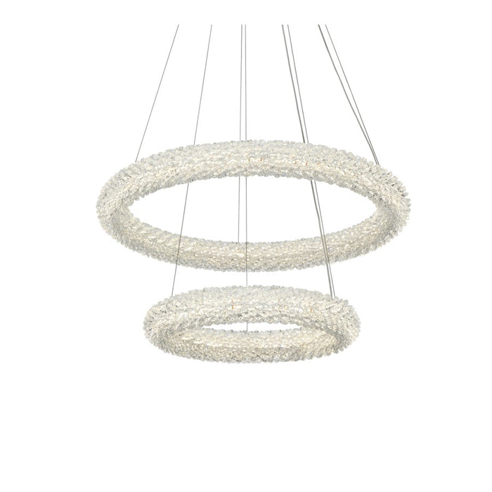 Elegant Lighting Bowen 2 Light 24"L Chandelier, Satin Gold/Clear