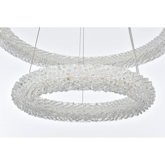 Elegant Lighting Bowen 2 Light 24"L Chandelier, Satin Gold/Clear